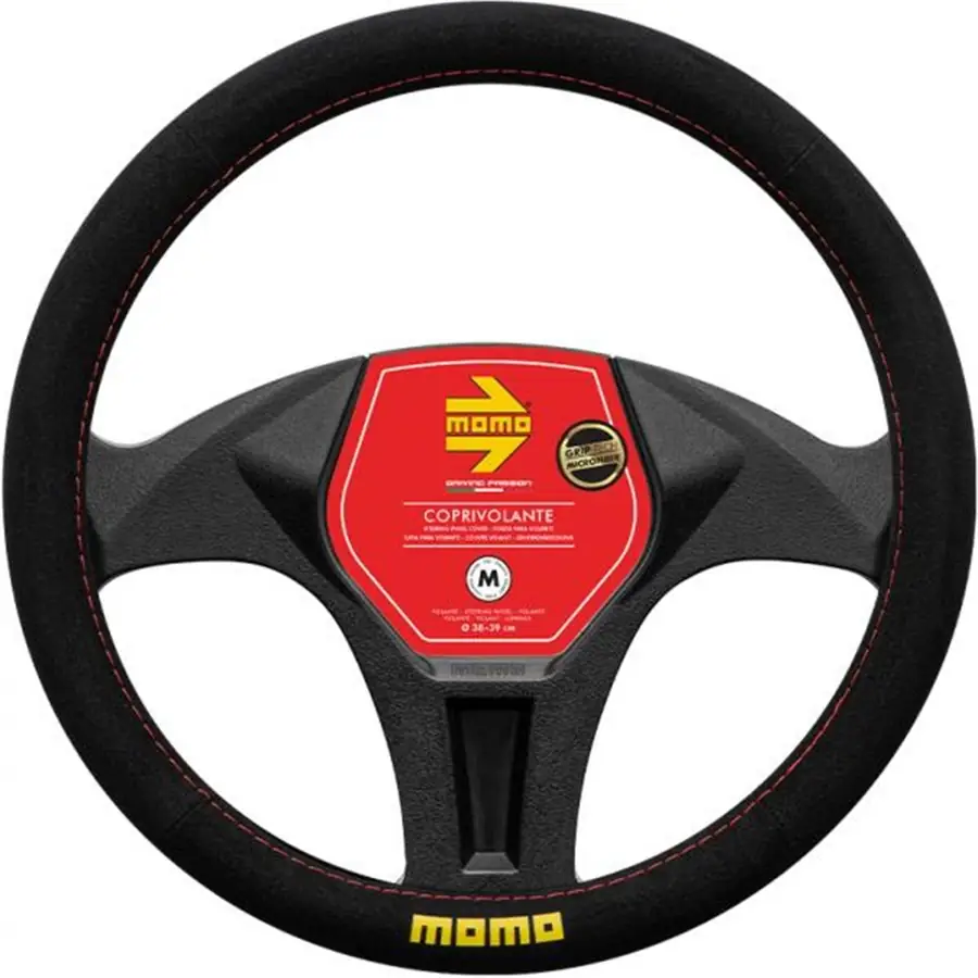 Funda De Volante MOMO Easy Microf. Blk-Red Stc_M 38-39 cm