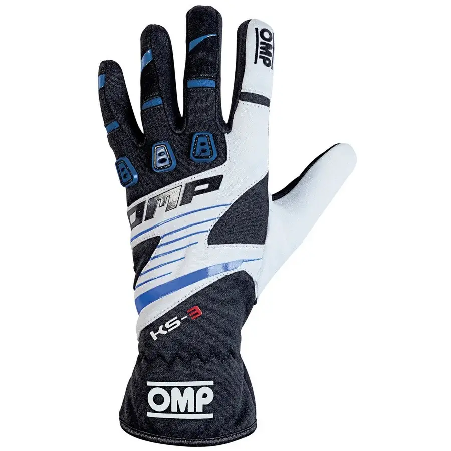 Guantes karting OMP KS-3 negro/azul/blanco (Guantes) talla 4 (Niños)