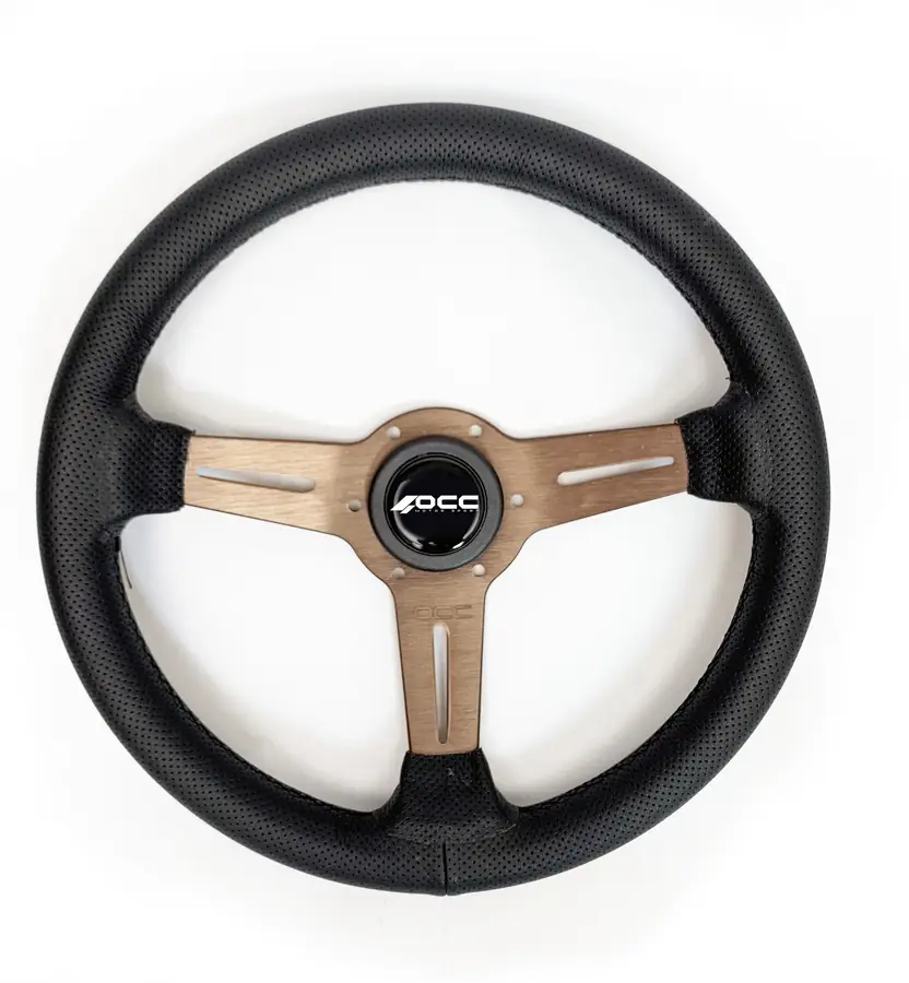Volante Plano Mod. Classic Piel Perforada Brazos Bronce OCC Motorsport
