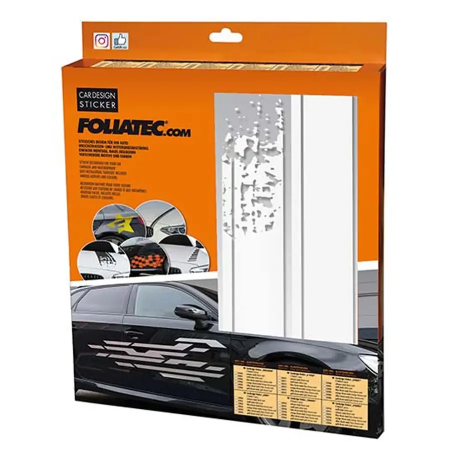 Foliatec Vinilo Decorativo Para Coche Diseño Rayas Blanco Mate